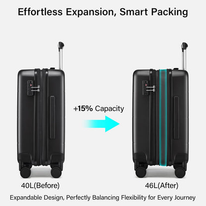 16 Inch Underseat Carry On Luggage with Spinner Wheels Hard Shell Suitcases Mini Small Carry On Bag for Airline Approved TSA Luggage Lightweight Travel Suit Case(Smoke White)
