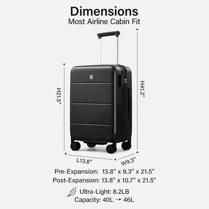 16 Inch Underseat Carry On Luggage with Spinner Wheels Hard Shell Suitcases Mini Small Carry On Bag for Airline Approved TSA Luggage Lightweight Travel Suit Case(Smoke White)