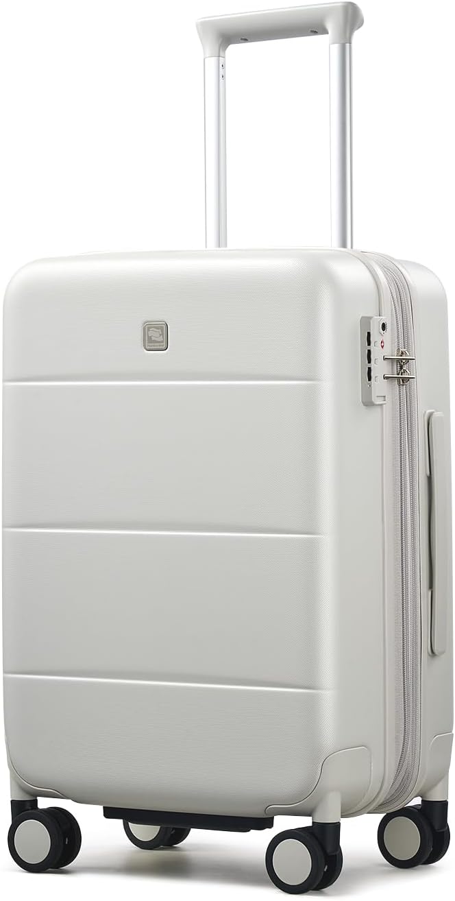 16 Inch Underseat Carry On Luggage with Spinner Wheels Hard Shell Suitcases Mini Small Carry On Bag for Airline Approved TSA Luggage Lightweight Travel Suit Case(Smoke White)