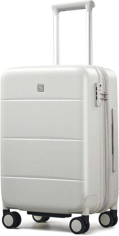 16 Inch Underseat Carry On Luggage with Spinner Wheels Hard Shell Suitcases Mini Small Carry On Bag for Airline Approved TSA Luggage Lightweight Travel Suit Case(Smoke White)