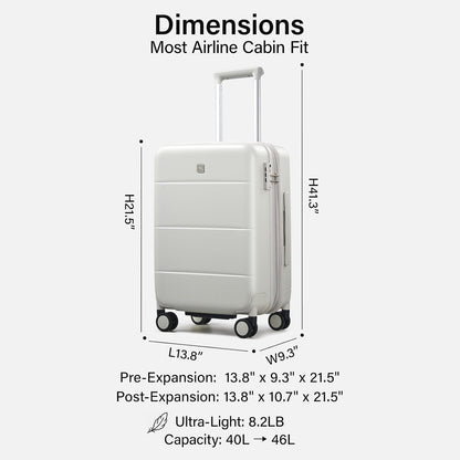 16 Inch Underseat Carry On Luggage with Spinner Wheels Hard Shell Suitcases Mini Small Carry On Bag for Airline Approved TSA Luggage Lightweight Travel Suit Case(Smoke White)