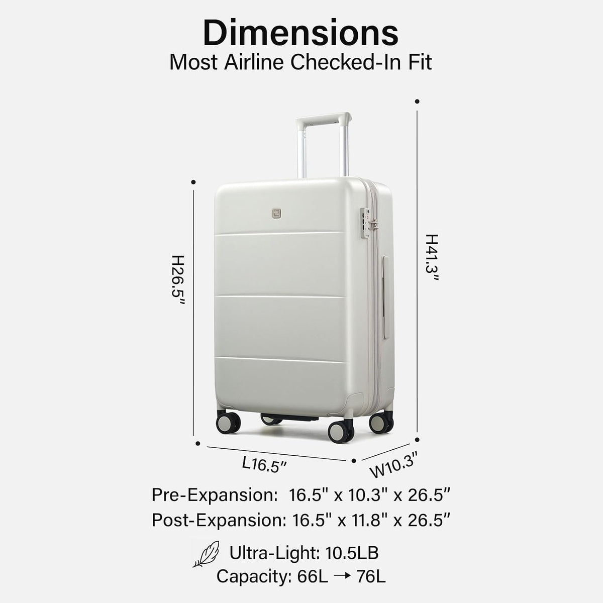 16 Inch Underseat Carry On Luggage with Spinner Wheels Hard Shell Suitcases Mini Small Carry On Bag for Airline Approved TSA Luggage Lightweight Travel Suit Case(Smoke White)