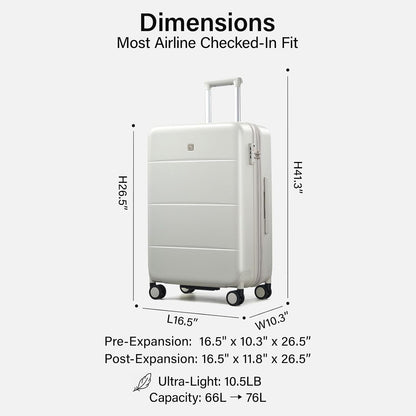16 Inch Underseat Carry On Luggage with Spinner Wheels Hard Shell Suitcases Mini Small Carry On Bag for Airline Approved TSA Luggage Lightweight Travel Suit Case(Smoke White)