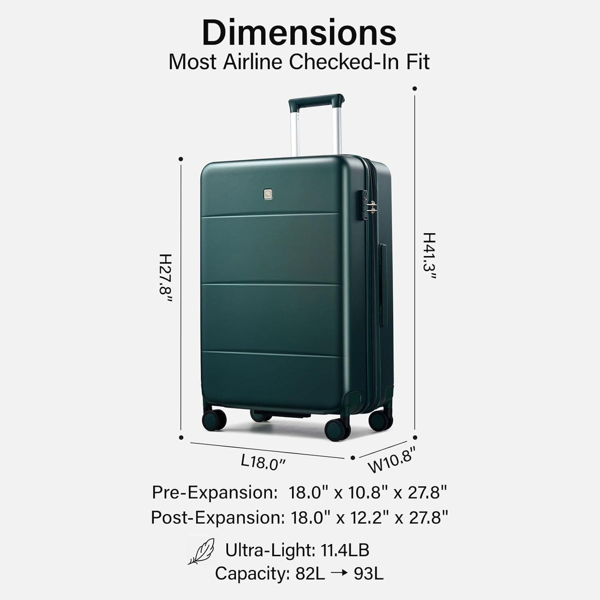 16 Inch Underseat Carry On Luggage with Spinner Wheels Hard Shell Suitcases Mini Small Carry On Bag for Airline Approved TSA Luggage Lightweight Travel Suit Case(Smoke White)