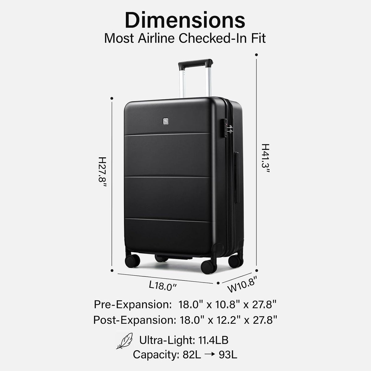 16 Inch Underseat Carry On Luggage with Spinner Wheels Hard Shell Suitcases Mini Small Carry On Bag for Airline Approved TSA Luggage Lightweight Travel Suit Case(Smoke White)