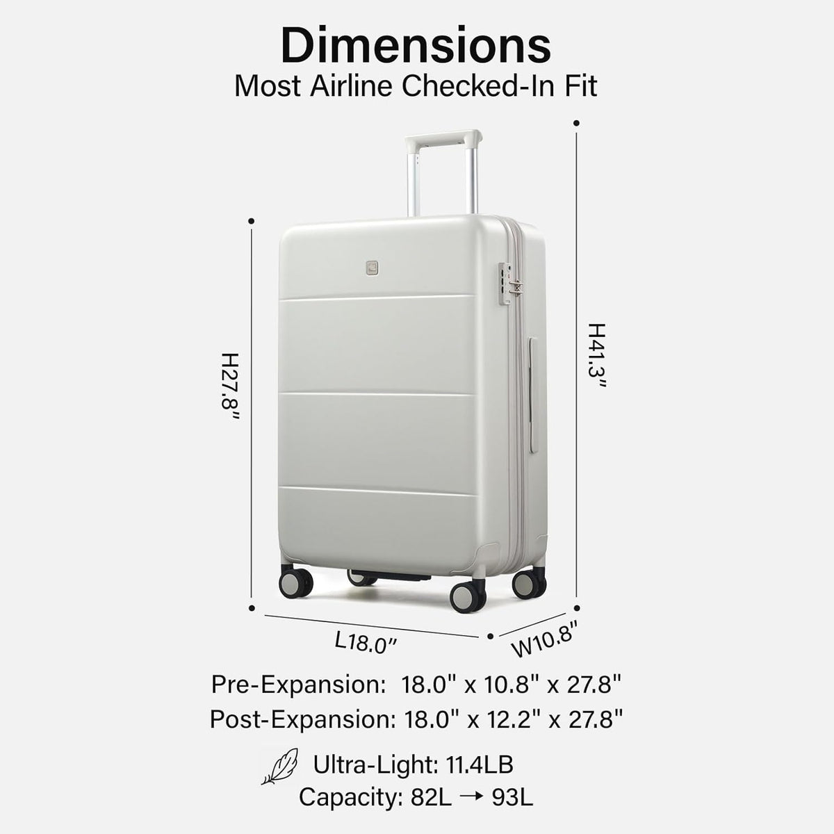 16 Inch Underseat Carry On Luggage with Spinner Wheels Hard Shell Suitcases Mini Small Carry On Bag for Airline Approved TSA Luggage Lightweight Travel Suit Case(Smoke White)
