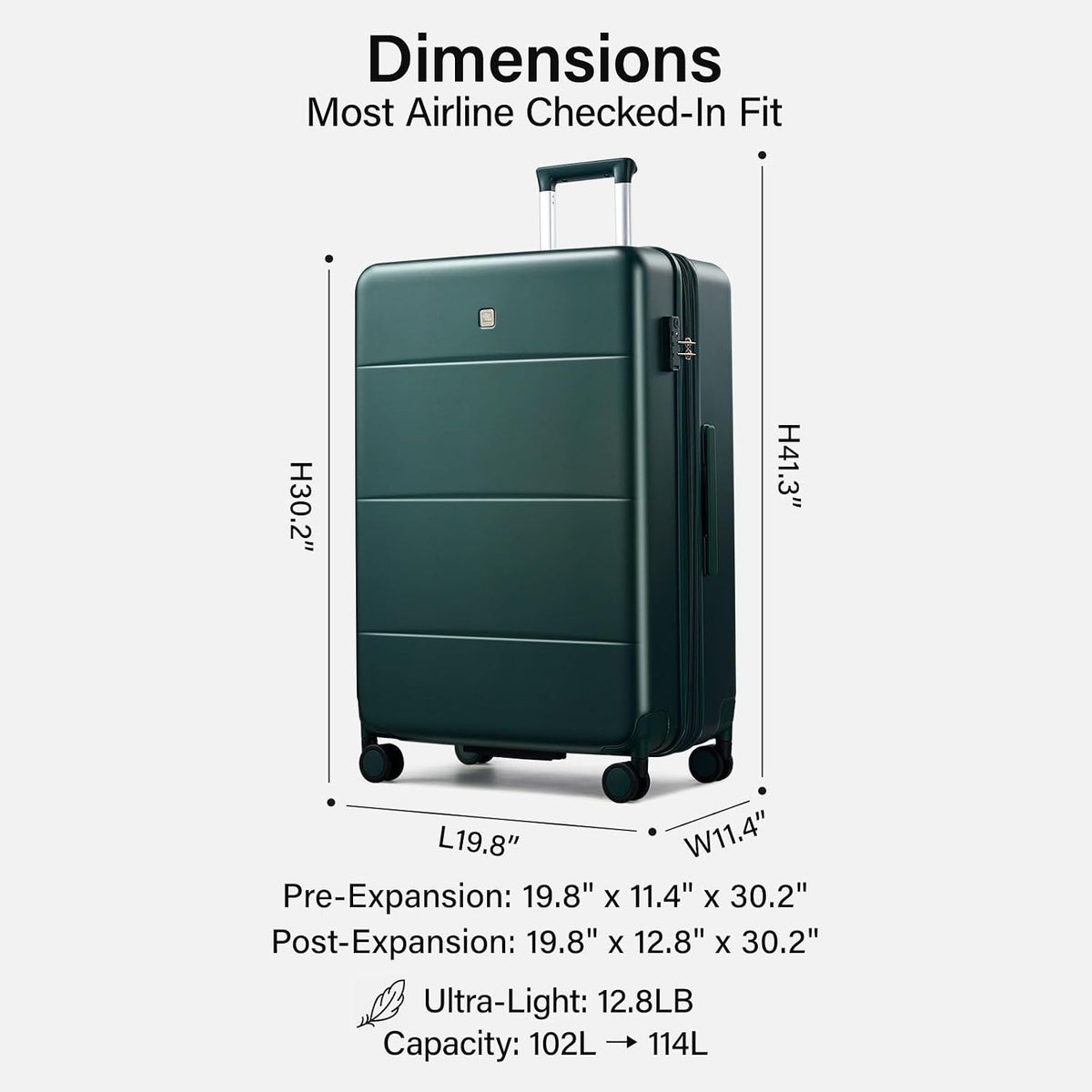 16 Inch Underseat Carry On Luggage with Spinner Wheels Hard Shell Suitcases Mini Small Carry On Bag for Airline Approved TSA Luggage Lightweight Travel Suit Case(Smoke White)