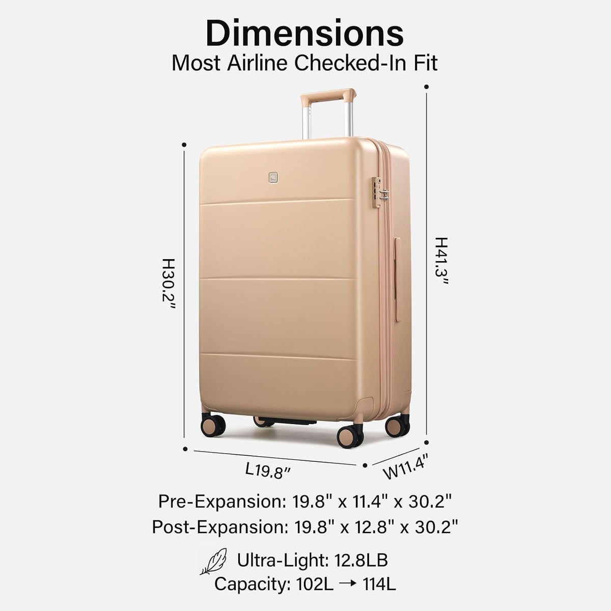 16 Inch Underseat Carry On Luggage with Spinner Wheels Hard Shell Suitcases Mini Small Carry On Bag for Airline Approved TSA Luggage Lightweight Travel Suit Case(Smoke White)