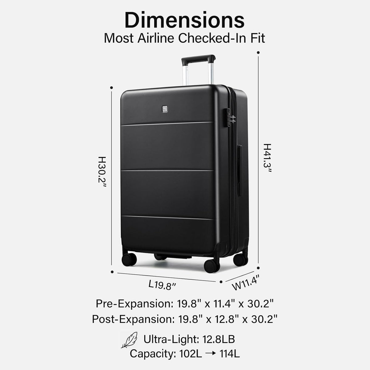16 Inch Underseat Carry On Luggage with Spinner Wheels Hard Shell Suitcases Mini Small Carry On Bag for Airline Approved TSA Luggage Lightweight Travel Suit Case(Smoke White)