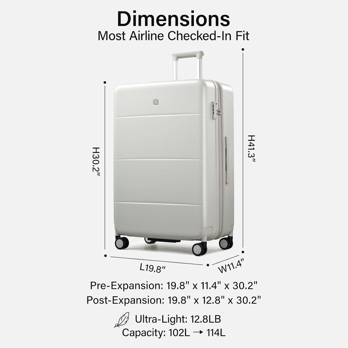 16 Inch Underseat Carry On Luggage with Spinner Wheels Hard Shell Suitcases Mini Small Carry On Bag for Airline Approved TSA Luggage Lightweight Travel Suit Case(Smoke White)