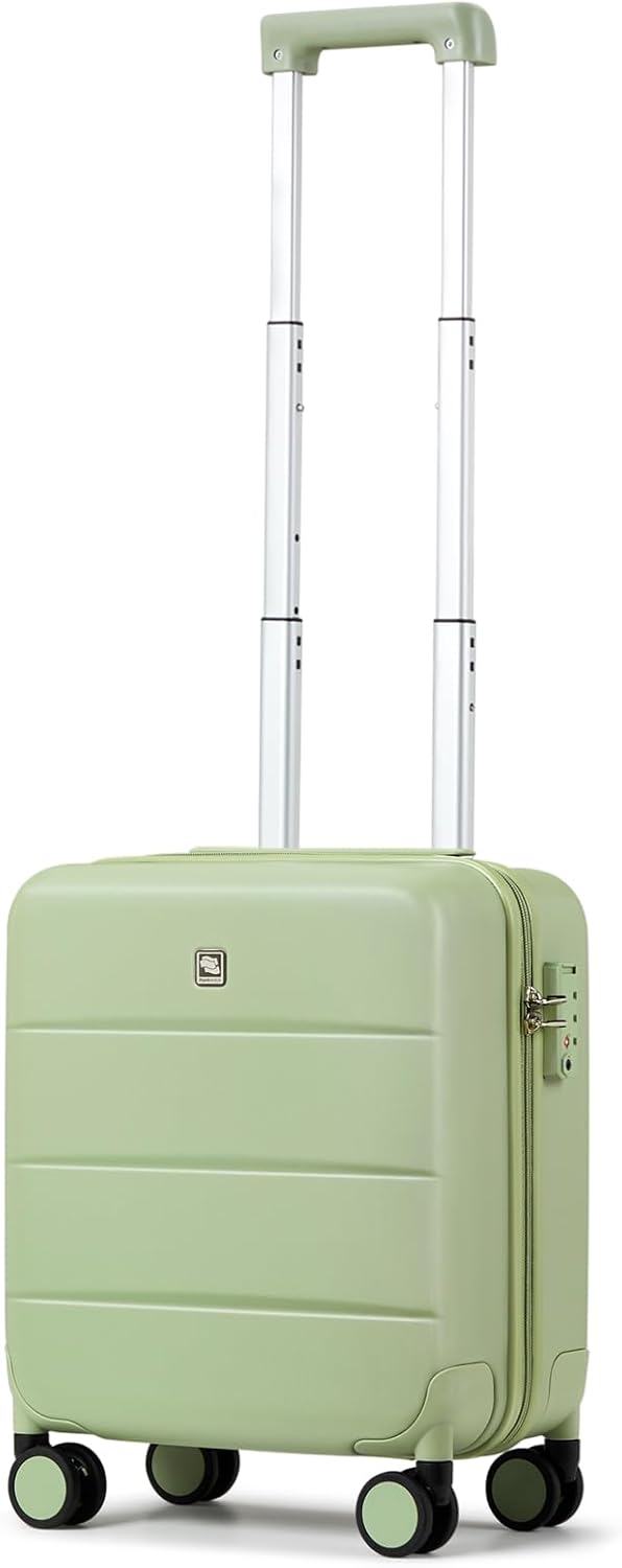 16 Inch Underseat Carry On Luggage with Spinner Wheels Hard Shell Suitcases Mini Small Carry On Bag for Airline Approved TSA Luggage Lightweight Travel Suit Case(Smoke White)