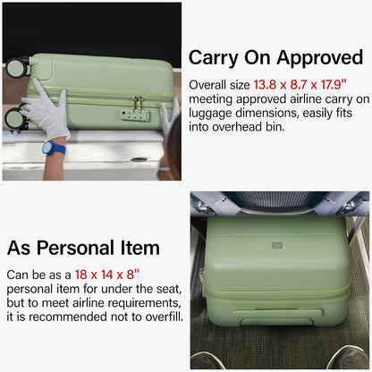 16 Inch Underseat Carry On Luggage with Spinner Wheels Hard Shell Suitcases Mini Small Carry On Bag for Airline Approved TSA Luggage Lightweight Travel Suit Case(Smoke White)