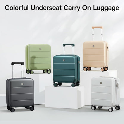 16 Inch Underseat Carry On Luggage with Spinner Wheels Hard Shell Suitcases Mini Small Carry On Bag for Airline Approved TSA Luggage Lightweight Travel Suit Case(Smoke White)