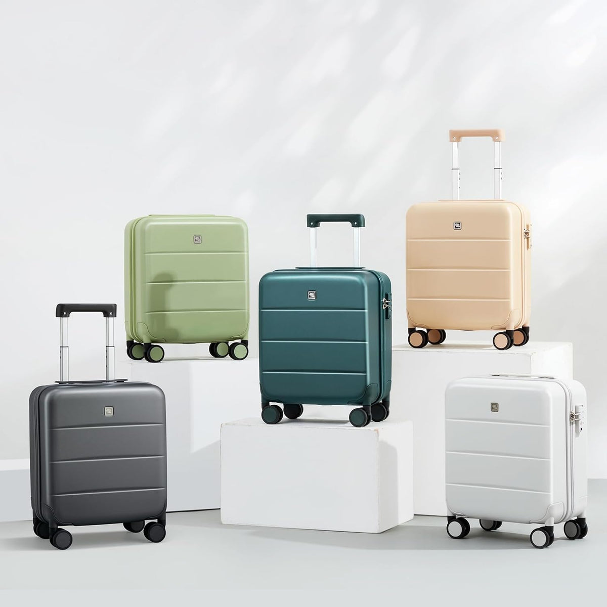 16 Inch Underseat Carry On Luggage with Spinner Wheels Hard Shell Suitcases Mini Small Carry On Bag for Airline Approved TSA Luggage Lightweight Travel Suit Case(Smoke White)