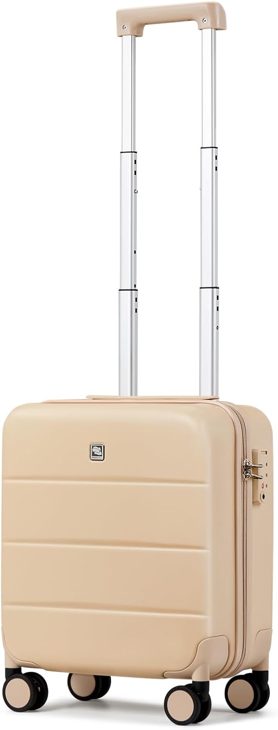 16 Inch Underseat Carry On Luggage with Spinner Wheels Hard Shell Suitcases Mini Small Carry On Bag for Airline Approved TSA Luggage Lightweight Travel Suit Case(Smoke White)