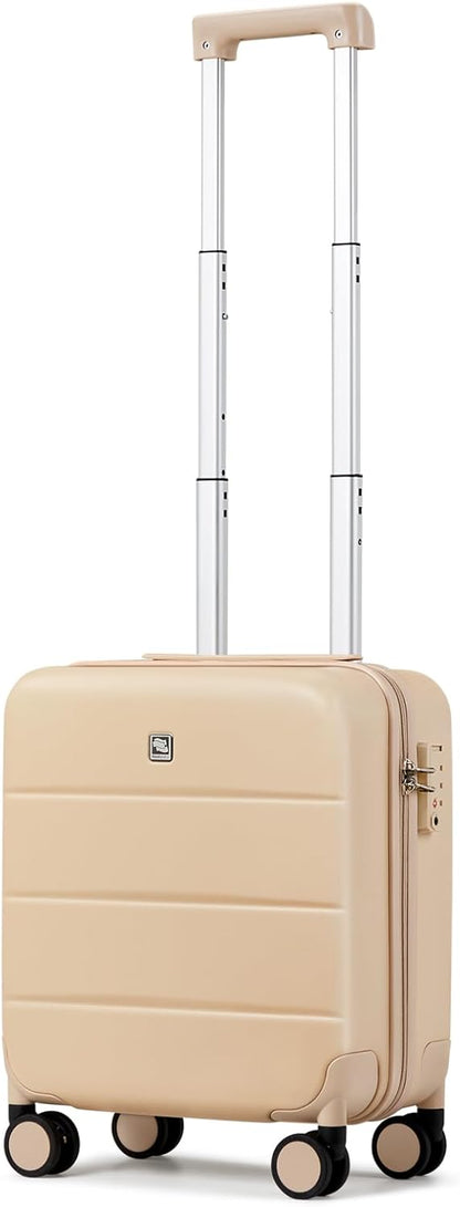 16 Inch Underseat Carry On Luggage with Spinner Wheels Hard Shell Suitcases Mini Small Carry On Bag for Airline Approved TSA Luggage Lightweight Travel Suit Case(Smoke White)