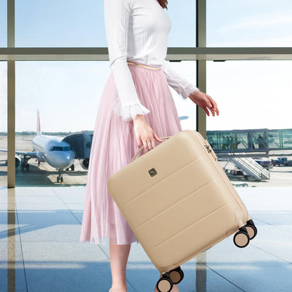 16 Inch Underseat Carry On Luggage with Spinner Wheels Hard Shell Suitcases Mini Small Carry On Bag for Airline Approved TSA Luggage Lightweight Travel Suit Case(Smoke White)