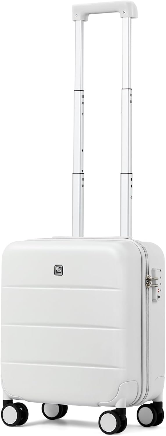 16 Inch Underseat Carry On Luggage with Spinner Wheels Hard Shell Suitcases Mini Small Carry On Bag for Airline Approved TSA Luggage Lightweight Travel Suit Case(Smoke White)