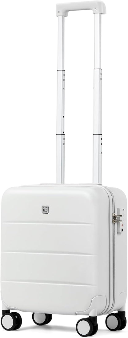 16 Inch Underseat Carry On Luggage with Spinner Wheels Hard Shell Suitcases Mini Small Carry On Bag for Airline Approved TSA Luggage Lightweight Travel Suit Case(Smoke White)