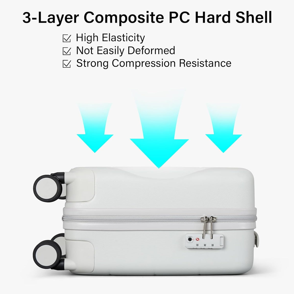 16 Inch Underseat Carry On Luggage with Spinner Wheels Hard Shell Suitcases Mini Small Carry On Bag for Airline Approved TSA Luggage Lightweight Travel Suit Case(Smoke White)