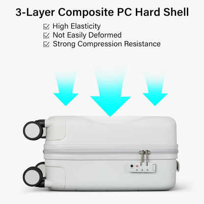 16 Inch Underseat Carry On Luggage with Spinner Wheels Hard Shell Suitcases Mini Small Carry On Bag for Airline Approved TSA Luggage Lightweight Travel Suit Case(Smoke White)