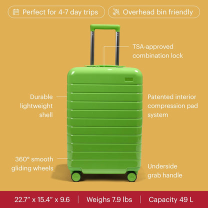 Bigger Carry-On Luggage - 23-Inch Lightweight Hardside Suitcase with 360° Spinner Wheels, Interior Compression System, TSA-Approved Lock - Sea Green