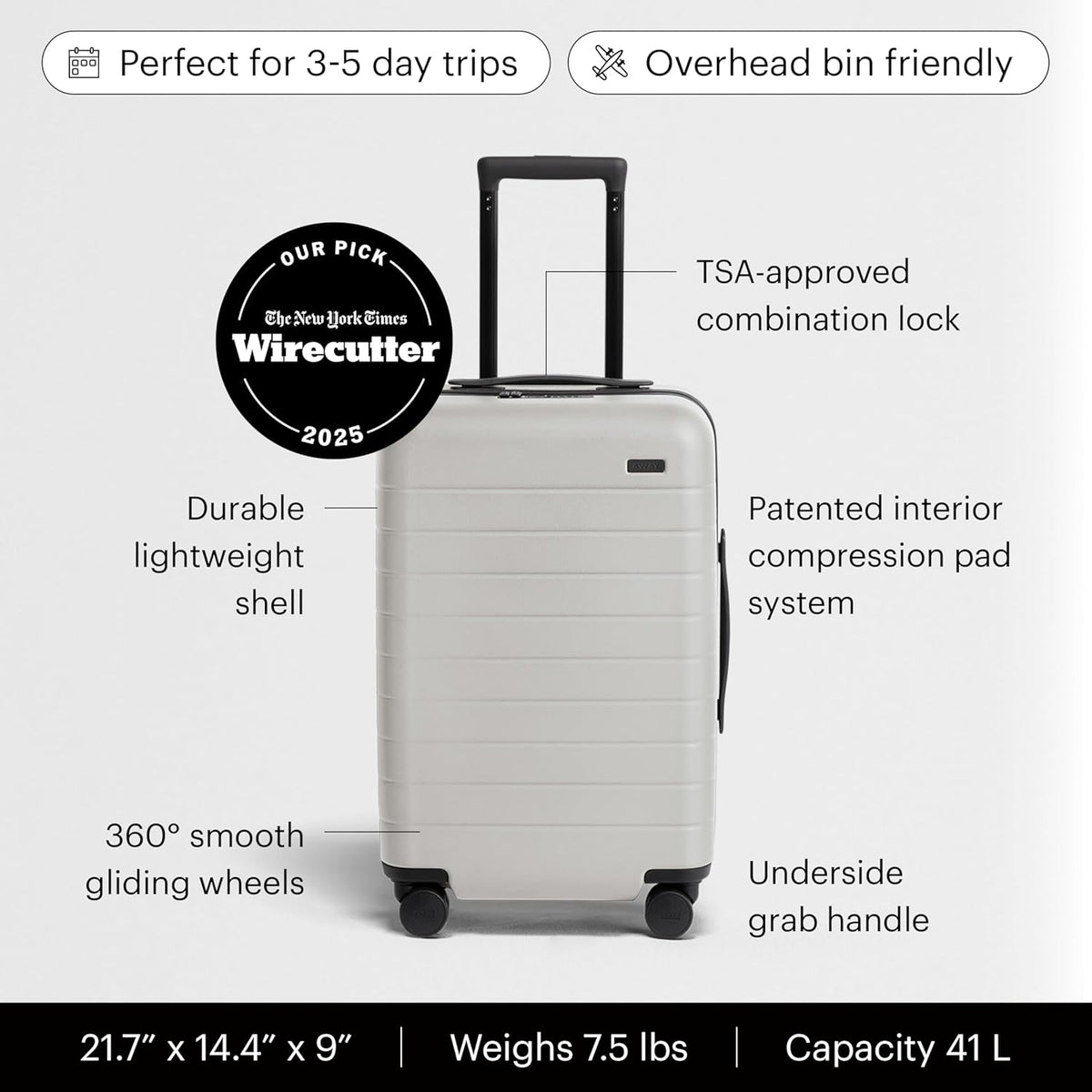 Bigger Carry-On Luggage - 23-Inch Lightweight Hardside Suitcase with 360° Spinner Wheels, Interior Compression System, TSA-Approved Lock - Sea Green