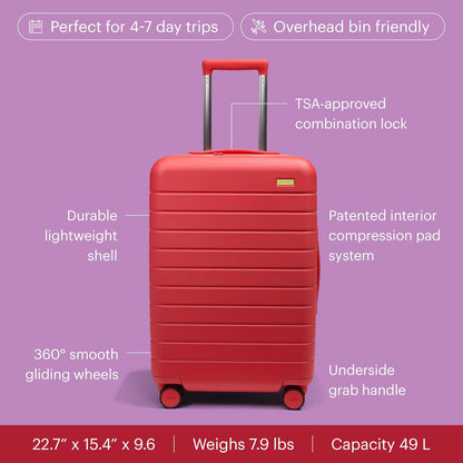 Bigger Carry-On Luggage - 23-Inch Lightweight Hardside Suitcase with 360° Spinner Wheels, Interior Compression System, TSA-Approved Lock - Sea Green