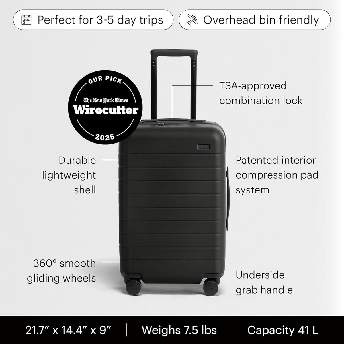 Bigger Carry-On Luggage - 23-Inch Lightweight Hardside Suitcase with 360° Spinner Wheels, Interior Compression System, TSA-Approved Lock - Sea Green