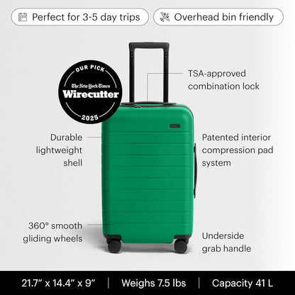 Bigger Carry-On Luggage - 23-Inch Lightweight Hardside Suitcase with 360° Spinner Wheels, Interior Compression System, TSA-Approved Lock - Sea Green