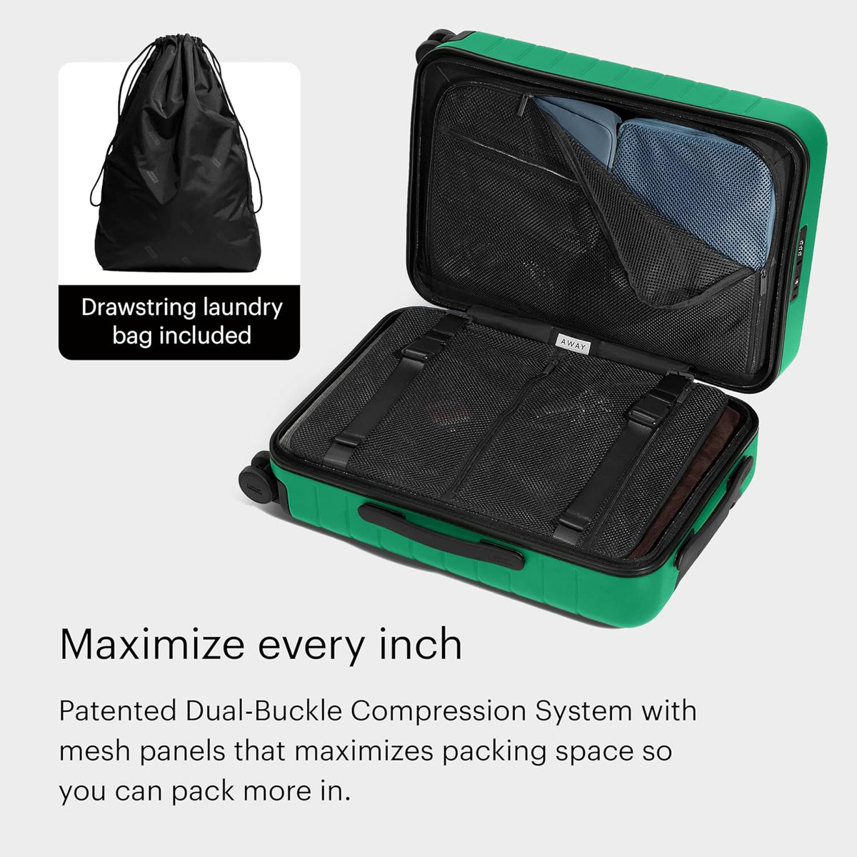 Bigger Carry-On Luggage - 23-Inch Lightweight Hardside Suitcase with 360° Spinner Wheels, Interior Compression System, TSA-Approved Lock - Sea Green