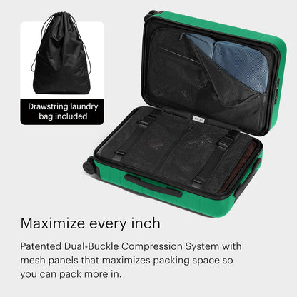 Bigger Carry-On Luggage - 23-Inch Lightweight Hardside Suitcase with 360° Spinner Wheels, Interior Compression System, TSA-Approved Lock - Sea Green