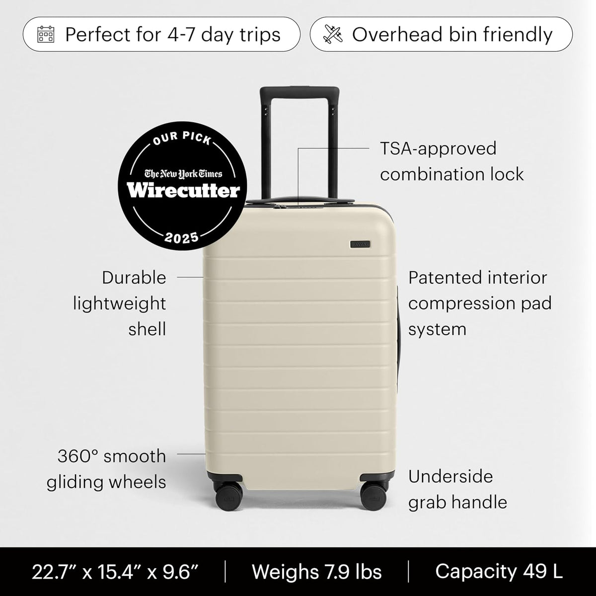 Bigger Carry-On Luggage - 23-Inch Lightweight Hardside Suitcase with 360° Spinner Wheels, Interior Compression System, TSA-Approved Lock - Sea Green
