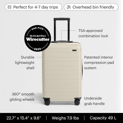 Bigger Carry-On Luggage - 23-Inch Lightweight Hardside Suitcase with 360° Spinner Wheels, Interior Compression System, TSA-Approved Lock - Sea Green