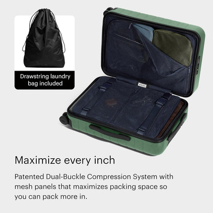 Bigger Carry-On Luggage - 23-Inch Lightweight Hardside Suitcase with 360° Spinner Wheels, Interior Compression System, TSA-Approved Lock - Sea Green