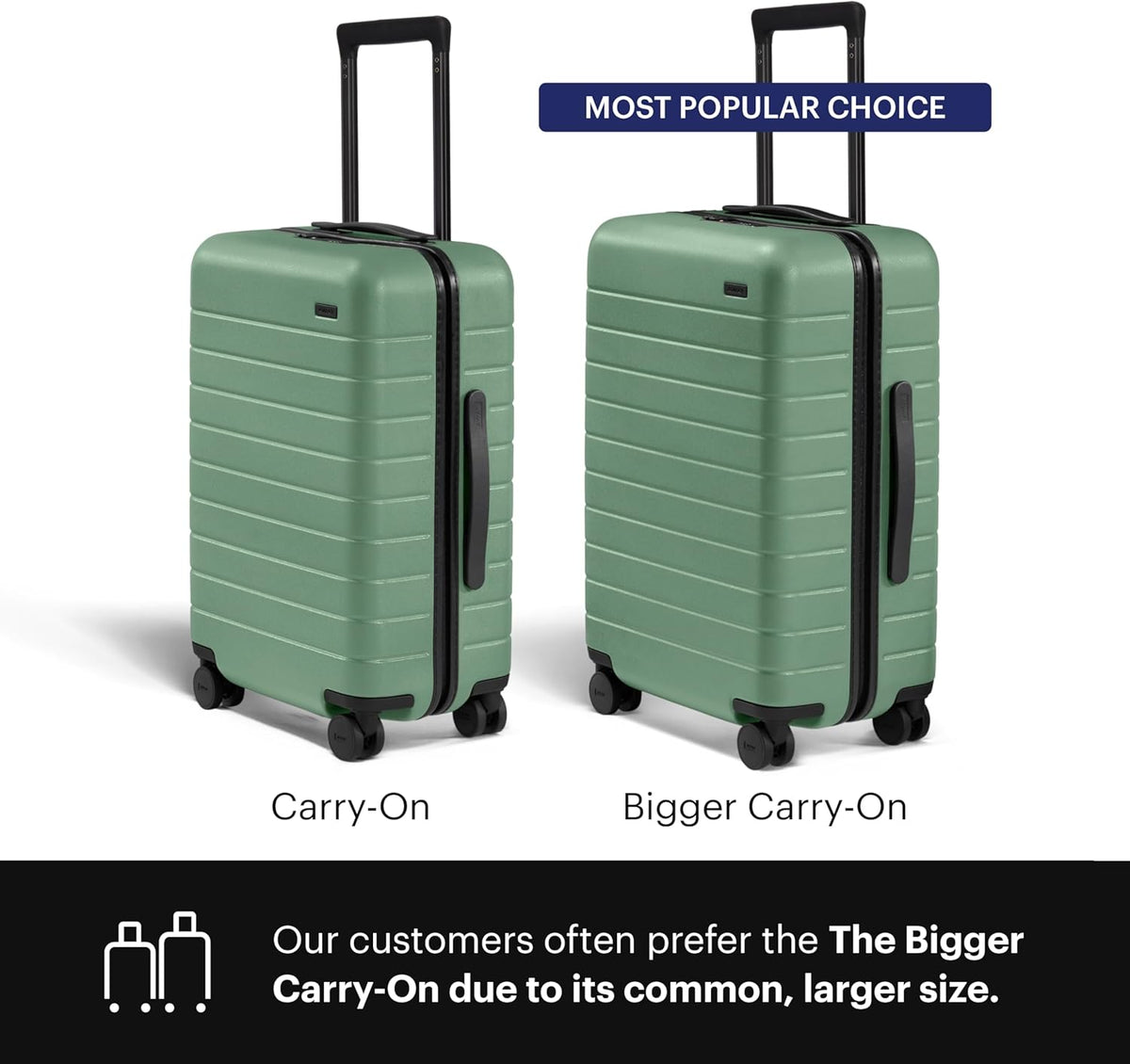 Bigger Carry-On Luggage - 23-Inch Lightweight Hardside Suitcase with 360° Spinner Wheels, Interior Compression System, TSA-Approved Lock - Sea Green