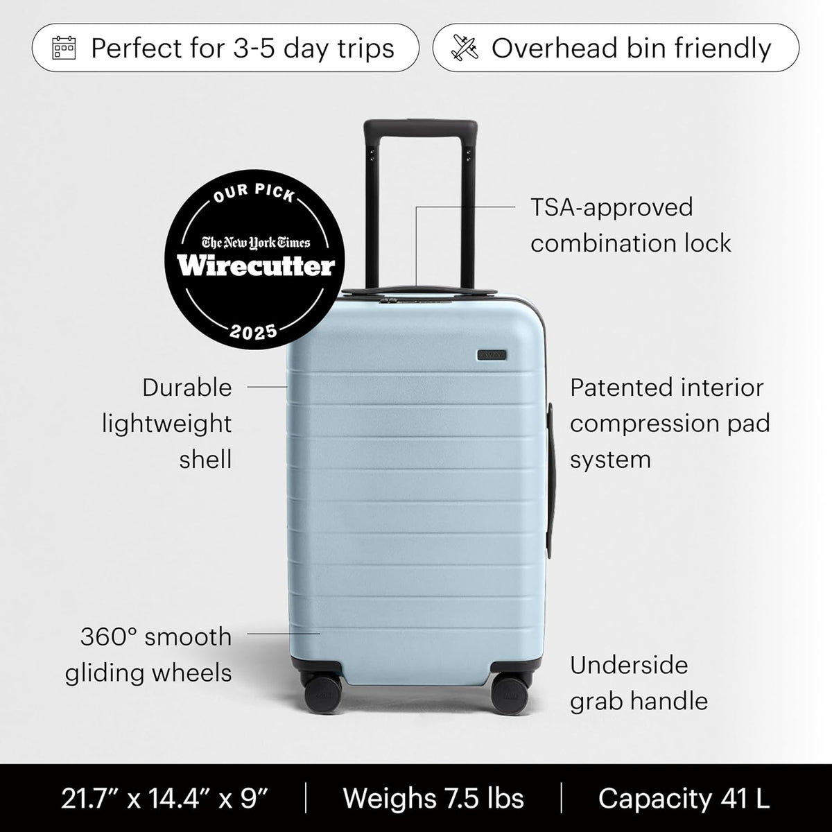 Bigger Carry-On Luggage - 23-Inch Lightweight Hardside Suitcase with 360° Spinner Wheels, Interior Compression System, TSA-Approved Lock - Sea Green