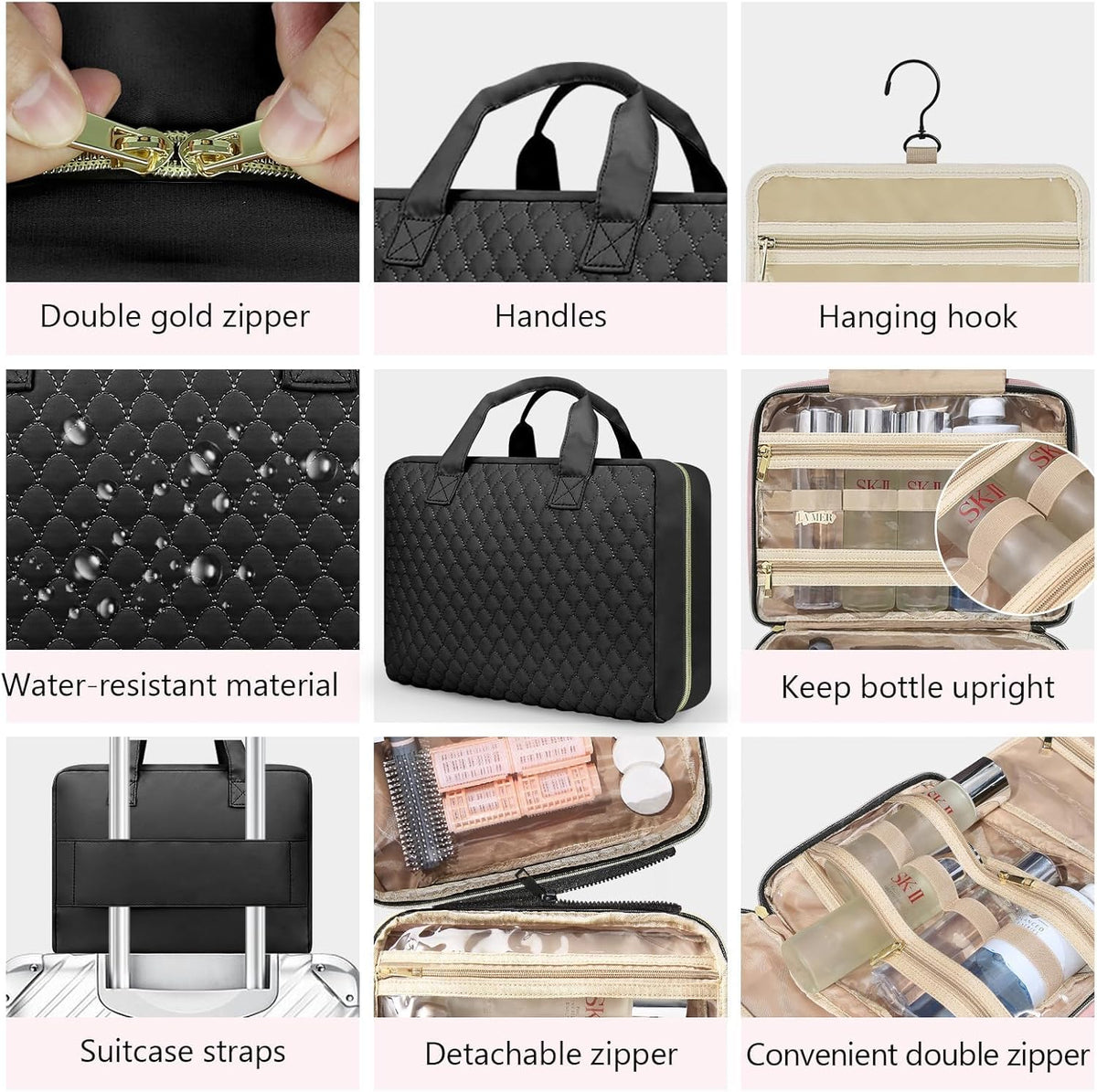 Detachable Travel Toiletry Bag for Women - Large Toiletry Bags for Traveling Women - Hanging Makeup Cosmetic Bag, Organizer for Travel Accessories Cruise Essential - Travel Size Toiletries