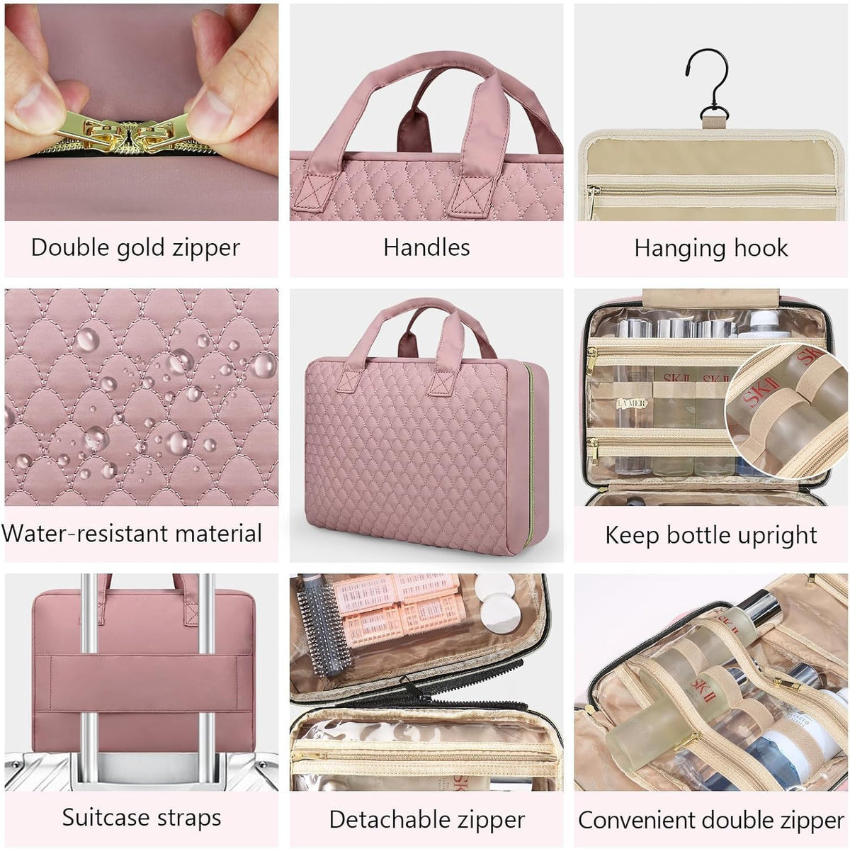 Detachable Travel Toiletry Bag for Women - Large Toiletry Bags for Traveling Women - Hanging Makeup Cosmetic Bag, Organizer for Travel Accessories Cruise Essential - Travel Size Toiletries