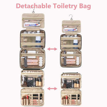 Detachable Travel Toiletry Bag for Women - Large Toiletry Bags for Traveling Women - Hanging Makeup Cosmetic Bag, Organizer for Travel Accessories Cruise Essential - Travel Size Toiletries