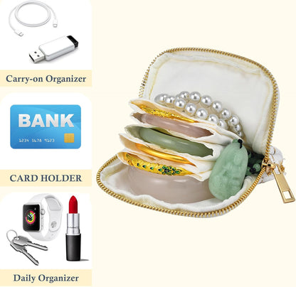 Jewelry Organizer Case, Small Travel Velvet Pouch, Portable (Olive Green) | Soft Velvet Jewelry Case, 6 Individual Pockets, Anti Tangling, Anti Scratching, Gift Box Packaging, Travel And Gift Use
