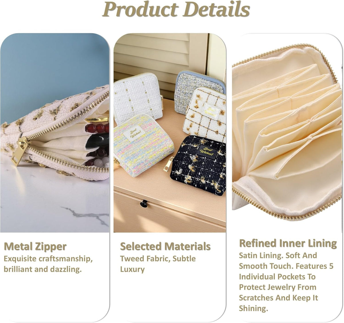 Jewelry Organizer Case, Small Travel Velvet Pouch, Portable (Olive Green) | Soft Velvet Jewelry Case, 6 Individual Pockets, Anti Tangling, Anti Scratching, Gift Box Packaging, Travel And Gift Use