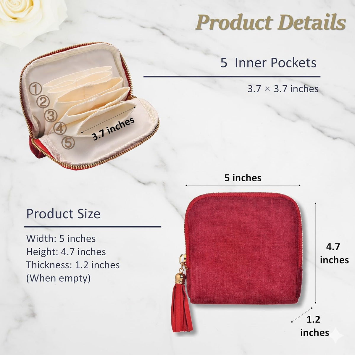 Jewelry Organizer Case, Small Travel Velvet Pouch, Portable (Olive Green) | Soft Velvet Jewelry Case, 6 Individual Pockets, Anti Tangling, Anti Scratching, Gift Box Packaging, Travel And Gift Use