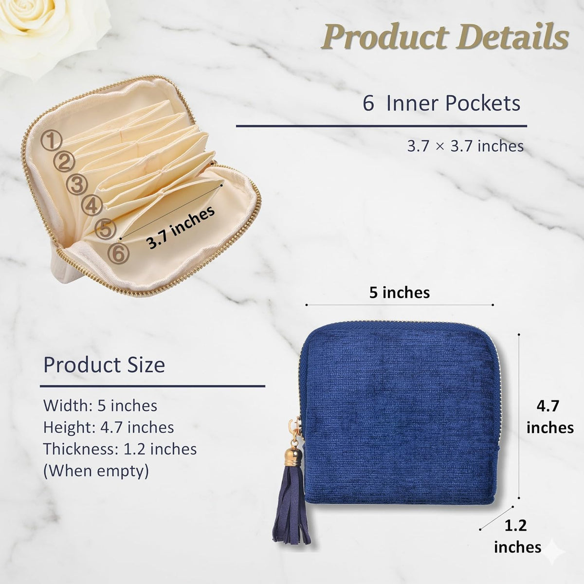 Jewelry Organizer Case, Small Travel Velvet Pouch, Portable (Olive Green) | Soft Velvet Jewelry Case, 6 Individual Pockets, Anti Tangling, Anti Scratching, Gift Box Packaging, Travel And Gift Use