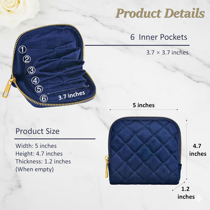 Jewelry Organizer Case, Small Travel Velvet Pouch, Portable (Olive Green) | Soft Velvet Jewelry Case, 6 Individual Pockets, Anti Tangling, Anti Scratching, Gift Box Packaging, Travel And Gift Use