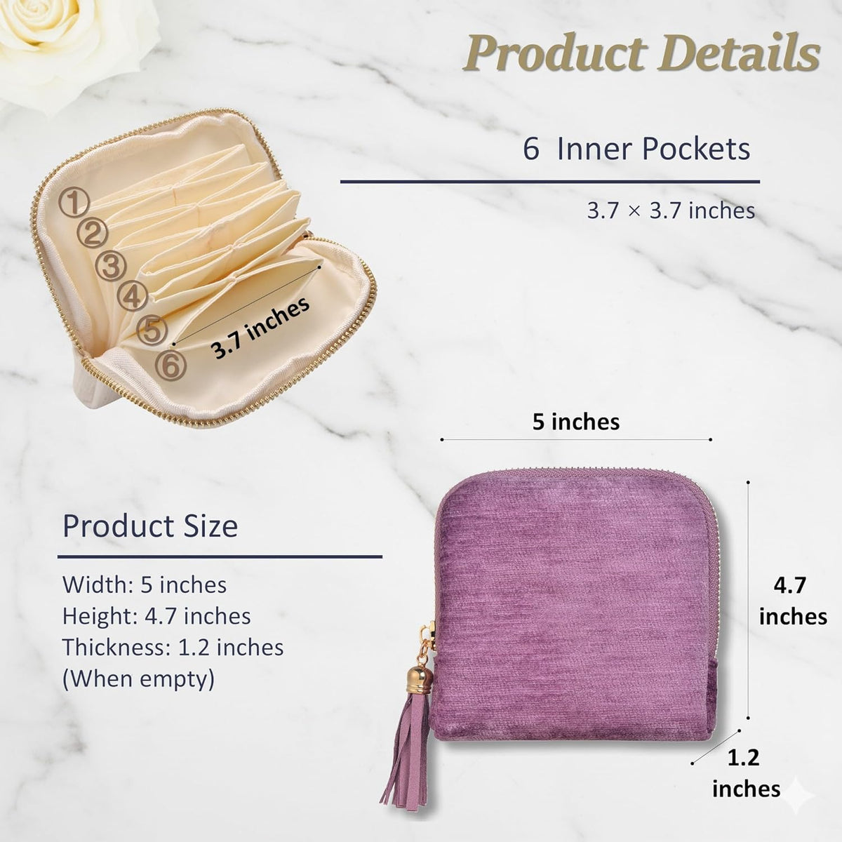 Jewelry Organizer Case, Small Travel Velvet Pouch, Portable (Olive Green) | Soft Velvet Jewelry Case, 6 Individual Pockets, Anti Tangling, Anti Scratching, Gift Box Packaging, Travel And Gift Use