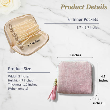 Jewelry Organizer Case, Small Travel Velvet Pouch, Portable (Olive Green) | Soft Velvet Jewelry Case, 6 Individual Pockets, Anti Tangling, Anti Scratching, Gift Box Packaging, Travel And Gift Use