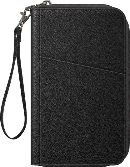 Family Passport Holder Wallet Travel Document Organizer Clutch Bag | RFID Blocking Credit Cards Case Cover for Women Men