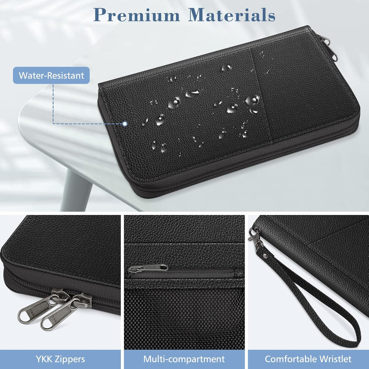 Family Passport Holder Wallet Travel Document Organizer Clutch Bag | RFID Blocking Credit Cards Case Cover for Women Men