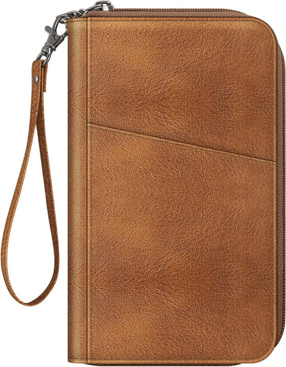 Family Passport Holder Wallet Travel Document Organizer Clutch Bag | RFID Blocking Credit Cards Case Cover for Women Men